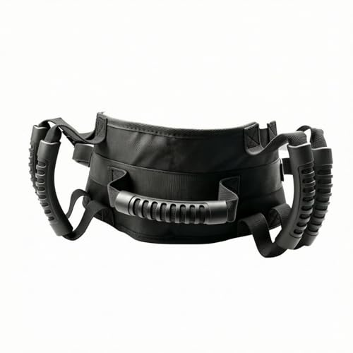 YsXoWiui Cinturón de Transferencia para Pacientes Ergonómico para Reposicionar y Levantar Soporte Estable con Asas Laterales y Frontales Correa Texturizada, Negro
