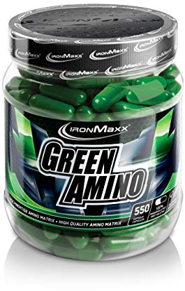 IronMaxx Green Amino - 550 Kapseln | Kohlenhydratarme Aminosäurenquelle | Hochdosierte und Umfangreiche Aminosäuren-Matrix
