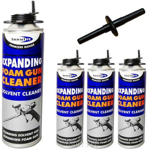3 x 500ml Expanding Foam Gun Cleaner Professional Can Solvent Cleaning/Remover