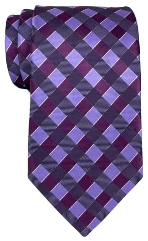 Retreez Corbata de microfibra a cuadros clásica para hombres Morado y morado claro