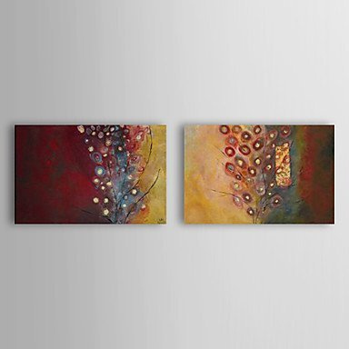 Dipinti a mano olio su tela astratta, con telaio allungato Set di 2 1309-AB0976