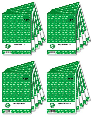 Sigel KA515/10 Kassenbericht A5, 20 Stück á 50 Blatt