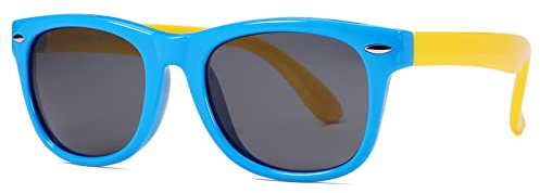 Pro Acme Kids Polarized Sunglasses, Flexible TPEE Frame Shades for Toddler Girls Boys, Ages 3-12 (F1 Black)