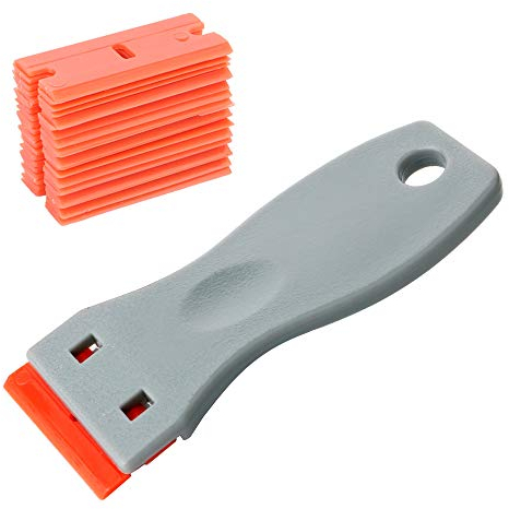 Gebildet 2pcs Glass Scraper with 20pcs Plastic Safety Blades for Removing Vinyl Decals Stickers &Glue from Cars, Boats and Other Delicate Surfaces