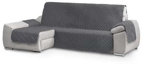 Textilhome Chaiselonguebezug Circus Links 200 cm Sofaschoner Grau wendbar | Schützt Sofa vor Flecken, Tierhaaren und Kratzern. Pflegeleicht, waschbar und ideal für täglichen Gebrauch. Strapazierfähig.