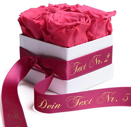 Personalisierbare Rosenbox mit Infinity Rosen konservierte Blumen persönliches Geschenk Valentinstag für die Frauen (Spezialtext, Pink)