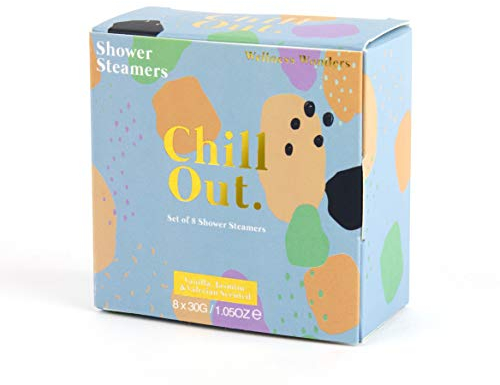 Gift Republic - Duschbomben Chill Out | Duschbomben für die Dusche 8x | Shower Steamers Baldrian & Vanille Duft | 8 Shower Steamers | Geschenk an Weihnachten, Geburtstag, Valentinstag