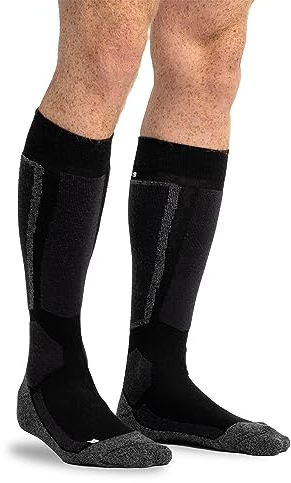 Snocks Thermo Skisocken Damen Herren mit gepolsterten Bereichen - Atmungsaktive Strümpfe für Wintersport - Wintersocken mit perfekter Passform und Wärmeisolierung - Gr. 39-42 - Farbe Schwarz