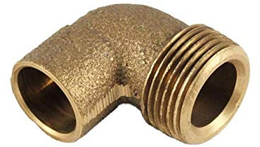 Rotguss-Lötfitting Winkel 90°, 12 mm x 3/8 Zoll AG - Typ 4092G, DVGW