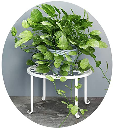 YNSHOP Eisenblumenregal Wohnzimmerboden-Blumenständer Balkonblumentopfständer Einfacher Grüner Pflanzenständer Topfpflanzenregal (Color : Weiß, Size : 23x23x13cm)