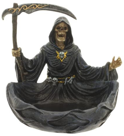 MIK funshopping Ingenious Ashtray in Alien & Mystic Design - Makes Any Room Your Personal Universe! Unique Ashtray Hand Painted for SciFi & Fantasy Fans (Grim Reaper with Scythe)