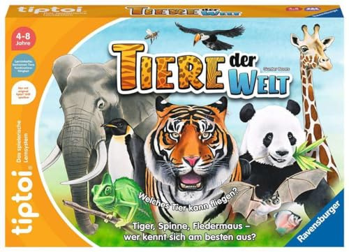 Gioco tiptoi Ravensburger 00171 Animals of the World, riconosci gli animali in base alle loro caratteristiche, gioco educativo per 1-4 bambini dai 4 agli 8 anni