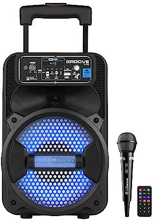 Cefa Toys- Altavoz portátil Bluetooth con micrófono, Control Remoto, bateria Recargable, iluminación led, reproducto mp3 USB, asa telécopica y Ruedas, 100 vatios.