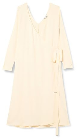 Tommy Hilfiger Damen Kleid Smooth Lines Wrap Midi Dress Langarm