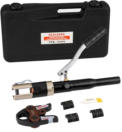 REDLOONG Kupferrohrverschraubungen, hydraulische Rohr-Crimpzange mit 1,27 cm, 1,9 cm und 2,5 cm Backen, Kupferrohr, Propress-Crimper, Presszange, passend für Viega- und ProPress-Kupferverschraubungen