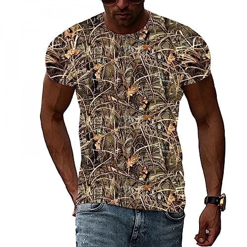 CHANYI Herren 3D Druck t-Shirts Sommer Mode Dickicht Weed Camouflage T-Shirt Männer Interessant Casual Print Kurzarm T-Shirts Harajuku, Cy121131, S