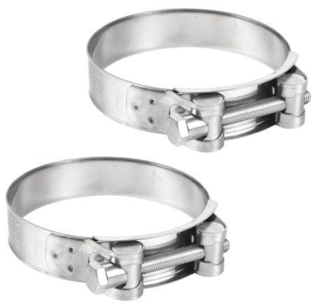JNNJ 2 Stück Motorrad Auspuffschellen, Auspuffrohr Klemme, Edelstahl, Silber