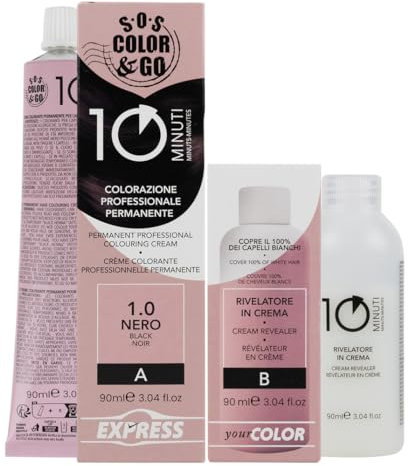A ALAMA Professional Sos Color&Go set colorazione professionale permanente in 10 minuti - 1.0 Nero