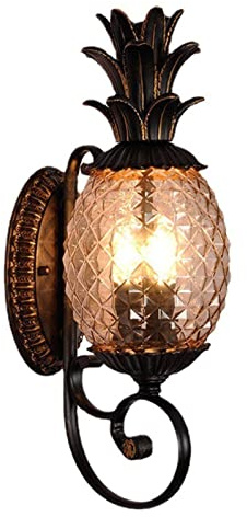 Outdoor Wall Lights European Style Pineapple Wall Lamp, Retro Crystal Glass Wall Sconce, Outdoor Waterproof Wall Mount Lamp, Exterior Light Fixtures for Porch, Garage, Front Doo Villa Garden Balcony