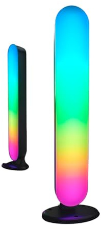 lightling 2er Set LED Tischlampe Gabriella, Dynamic Light, RGB Farbwechsler, Sound Control, Integrierter Dimmer, Fernbedienung, USB Anschluss, IP20, Höhe 28 cm, Breite 3 cm, Kunststoff, schwarz