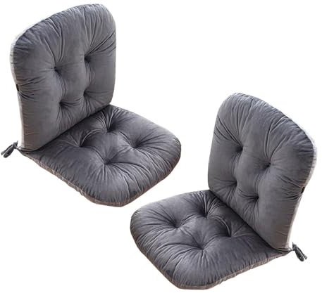 Stulhkissen, Kissen für Rattansessel Outdoor Auflage Sitzkissen, Rattanmöbel 1/2 Stück Stuhlkissen mit Rückenteil Sitz, Rückenkissen mit Bänder, Niedriglehner Auflage Polsterauflage(Dark gray,2 pack)
