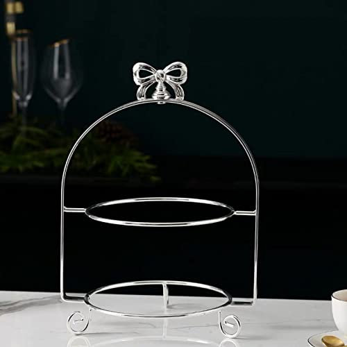 Piedistallo per torta Tavolo da dessert multi-livello Alzata per torta Tè pomeridiano Vassoio per snack Oro Argento Espositore a tre livelli Espositore per torta di frutta Vassoio per torta (Colore: