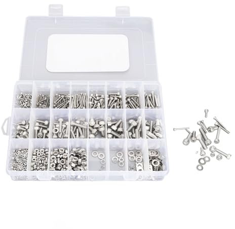 880-teiliges Schrauben-Sortiment-Set, Edelstahl-Schrauben, Muttern, Unterlegscheiben-Set, Gewinde-Maschinenschrauben, Zylinderkopf-Schrauben-Set