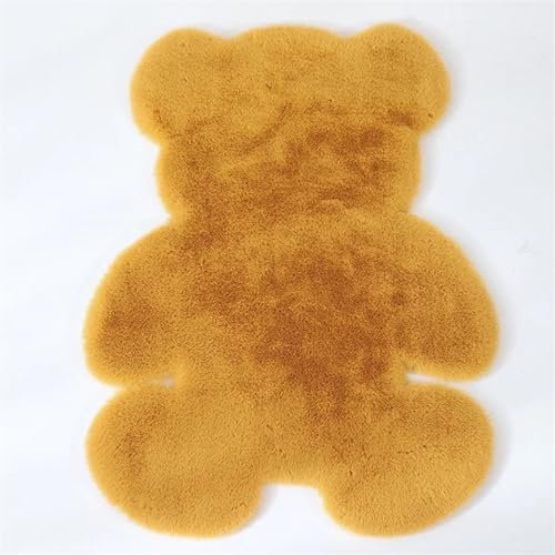 LNNXSZ Teppich Flauschiger Unregelmäßig geformter Teppich mit Tiermotiv, for Wohnzimmer, Schlafzimmer, Eingang, Bodenmatte, Schlafzimmerteppich(Golden Bear,60cmx80cm)