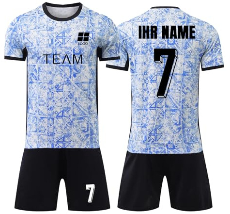 Generisch 24/25 Fußball Trikot Kinder Erwachsene, Personalisiert Fussball Trikot Jungen mit Namen Nummer Logo, Fußballtrikot-Shorts-Set für Jungen und Männer
