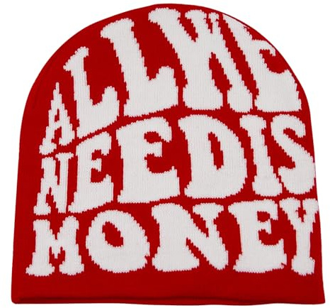 YAMEIZE Beanie Mütze Herren Damen Buchstabendruck Mütze Slouchy Skull Cap Winter Knit Mütze Hip Hop Fashion Beanie