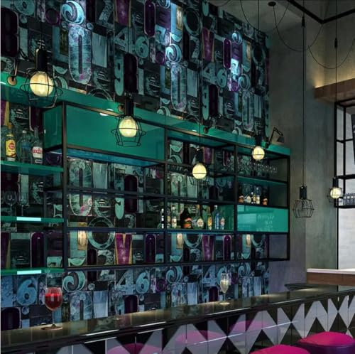 3D Letras Y Números De Metal Papel Tapiz Mural 3D Mural De Papel Tapiz Retro Para Sala De Estar，Fondo Autoadhesivo，Papel Tapiz De Mercado 200x140cm