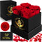 SaiXuan Rose Éternelle Cadeau Femme, 4 Fleurs Roses Conservées, Fleur Éternelle, Souvenir avec Carte de Vœux, pour la Fête des Mères, la Saint-Valentin, Anniversaire, Mariage, Cadeaux Romantiques