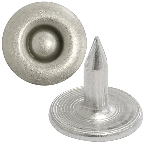 AERZETIX - Set di 50 rivetti a bottone piatti ⌀9.5mm lunghezza 9mm - NEUTRO - in metallo - colore cromo scuro - per pelle denim abbigliamento pelletteria tessuti