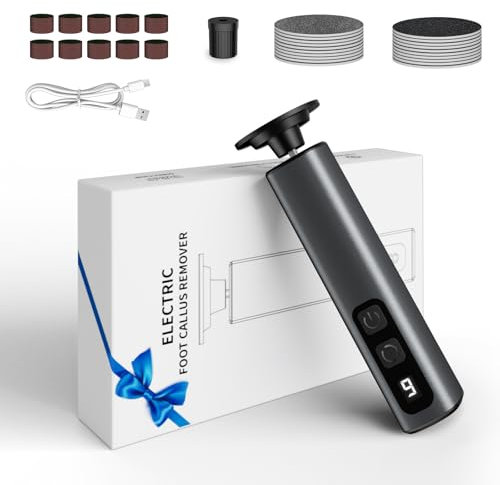 2in1 Electric Foot File, Foot Files for Hard Skin, 1800 mAh Waterproof Callus Remover for Feet,9 Speed Professional Foot Scraper Pedicure Tools with 30pcs Replacement Pads for Dry Dead Skin (Grey)