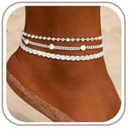 ZHESHY Fußkettchen Für Damen Gold Silber 925 Layered Fussketten Für Frauen Mit Herz Tennis CZ Anhänger Verstellbare Stapelbare Wasserfester Mehrlagige Fußkette Sommer Strand Modeschmuck Set Geschenk