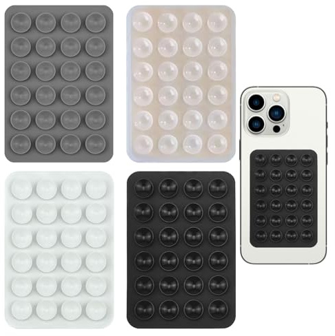 Kuugeo 4 Pièces Ventouse TéLéPhone Portable,Silicone Support de téléphone antidérapant,Support Telephone Ventouse pour Selfies et vidéos,pour Tous Modèles(Noir, Gris, Blanc, Transparent)