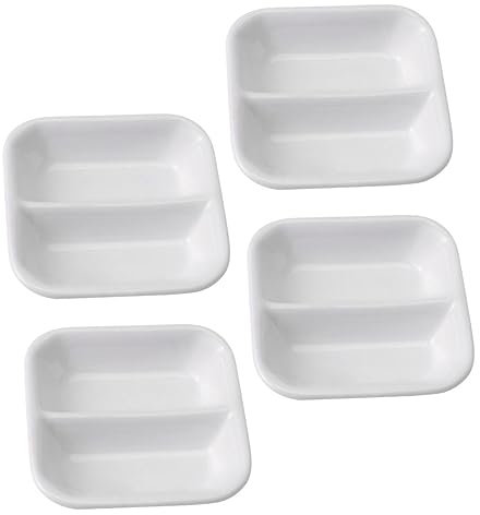 BESTYASH Assiettes Céramique Blanche Pure à Deux Compartiments Petites Assiettes Japonaises Pour Condiments Et Snacks De Polyvalent Pour Maison Pique- Et Restaurant