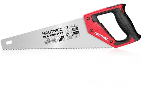HAUTMEC Fuchsschwanz Säge 350mm (14), 11 TPI Handsäge für Holz, Laminat & PVC, Feinschnitt Holzsäge mit dreifach geschliffenen Zähnen, Profi Hand Saw für Tischler