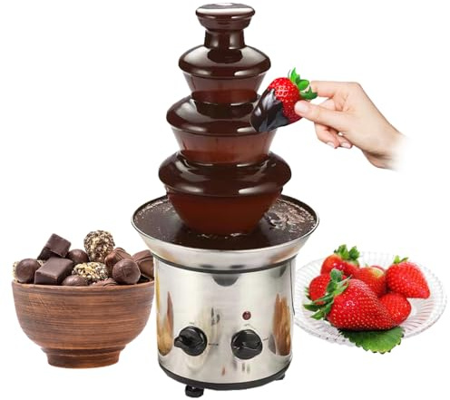 Fontaine à Chocolat électrique, Tour à Fondue au Chocolat à 4 Niveaux, Bouton réglable Opération Simple, Acier Inoxydable/Facile à Nettoyer