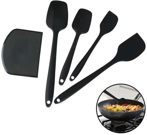 5 Pièces Ensemble de Spatules en Silicone, Ustensiles de Cuisine Résistants à la Chaleur en Silicone Alimentaire avec Noyau en Acier Inoxydable, Flexibles et Antiadhésifs, Idéal pour la Cuisine