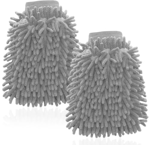 2 Pièces Kit Nettoyage Voiture, Gant Lavage Voiture, Gant Lavage Voiture, Gant Microfibre Nettoyage Voiture, Microfibre Sechage Voitures, Chiffon Anti-Rayures pour Auto et Moto