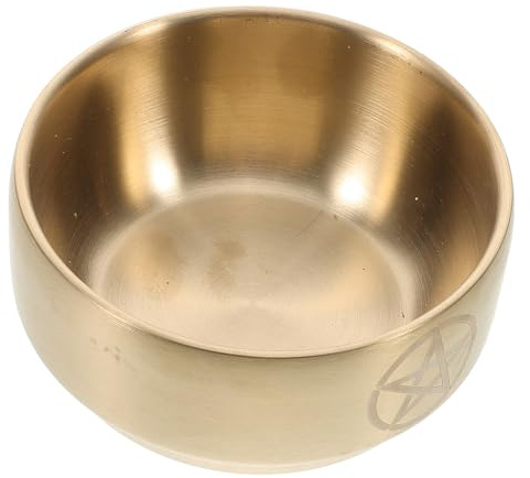 TOYANDONA Pentagramm Messing Räucherschale Kleine Wicca Schale für Altar Kerzentablett Mystischer Charme Traditionelle Rituale 10.5cm Gold