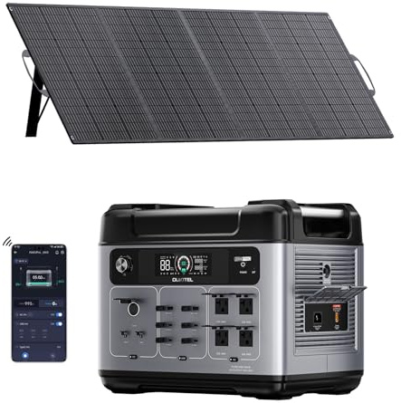 OUKITEL 3200W Generador Solar con Panel 200W, 4 Salidas de CA2048Wh 3200W (Pico 6400W) 4 Salidas de CA Generador Solar, APP, 16 Puertos, Power Station para Camping y Emergencia, P2001E Pro