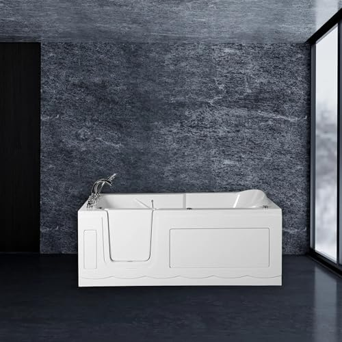 Seniorenbadewanne Firenze I 170x75 cm – Sitzbadewanne mit Tür links, Whirlpoolfunktion, Massagedüsen, Einstiegshilfe, Acryl Badewanne