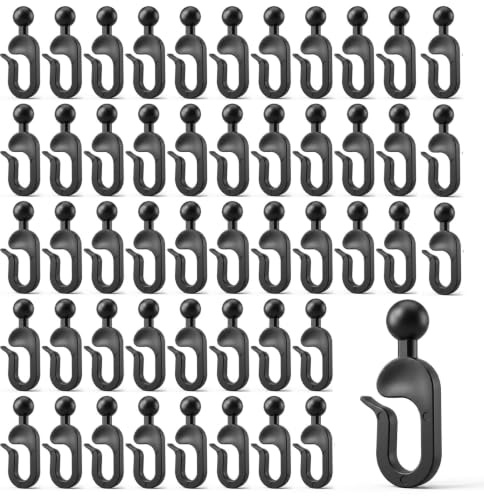 50 Stück Gardinen Haken Zum Einhängen, Pavillon Haken, Kunststoff Vorhanghaken, Schwarze Curtain Hooks, Gardinenzubehör für Pavillon Seitenteile,Pavillons Seitenwand Vorhänge und Seitenschirme