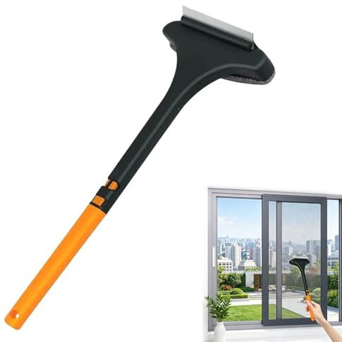 Pulisci Zanzariere, Spazzola per Pulire Zanzariere, Strumento per Pulizias delle Zanzarieres con Spatola e Manico (1 PC)
