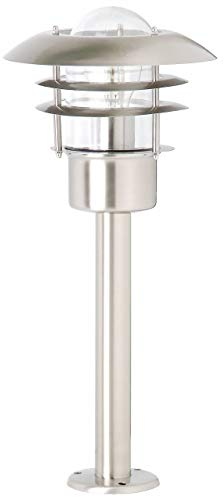 Brillante Lampada da piedistallo per Esterni con Altezza 50 cm e Ø 22 cm - Luce da Sentiero per Esterni a Prova di Spruzzi - con Attacco E27 (Adatto ai LED) per Max. 40 W - in Acciaio Inox e Vetro
