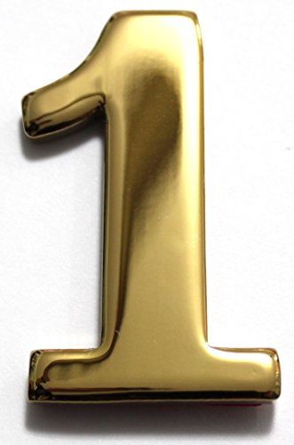 2 Solid Brass Mailbox Number #1 / Better Box Mailboxes Two Inch Tall Numbers with 3M Peel and Stick Auto Grade Adhesive - Clear Coat Sealed Weatherproof BN1