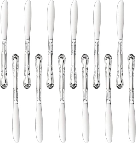 New Star Foodservice Rose Pattern 18/0 Stainless Steel Dinner Knife, 8.5-Inch, Set of 12, Commercial Grade