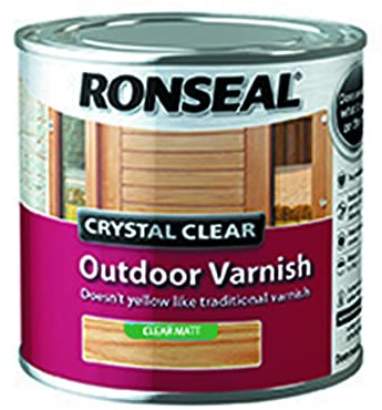 Ronseal CCODVM250 250 ml Crystal Outdoor Matt Finish Varnish - clear | Durable varnish that protects wood from wear and stains while enhancing the natural finish.